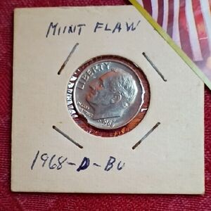 1968-D Roosevelt Proof Dime Mint Strike Error Clipped Planchette